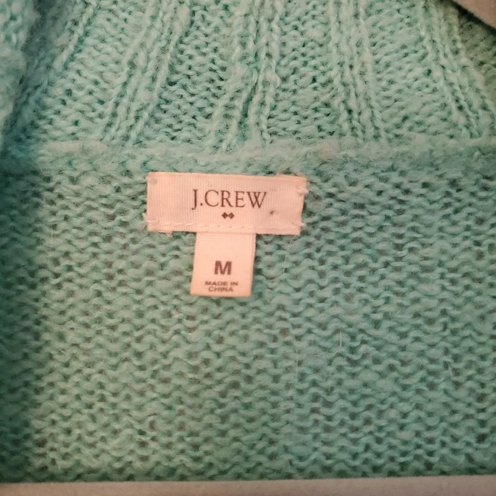 J. Crew Aqua Fuzzy Wool Blend Sweater, medium